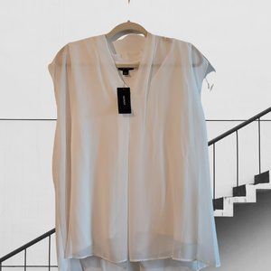 Alfani Women's White Sheer Pleated Blouse - Brand New with Tags